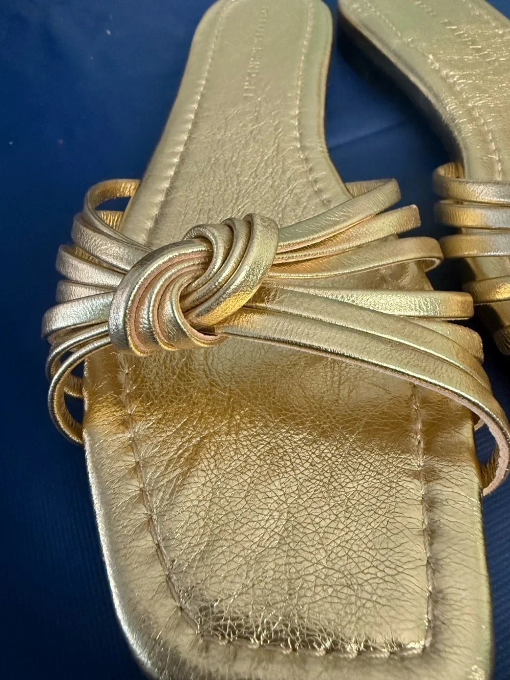 Loeffler Randall Leather Gold Slides NWOT